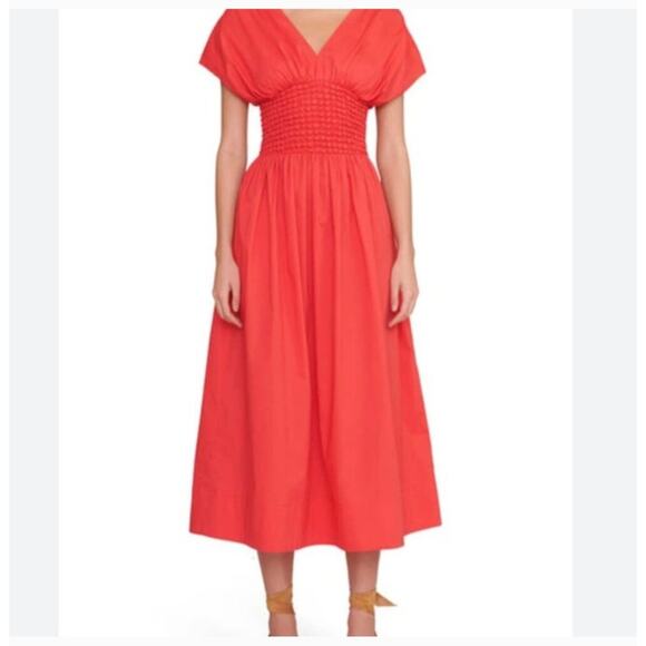 Staud Jackson Midi Dress in Hibiscus Size: M - Picture 1 of 7
